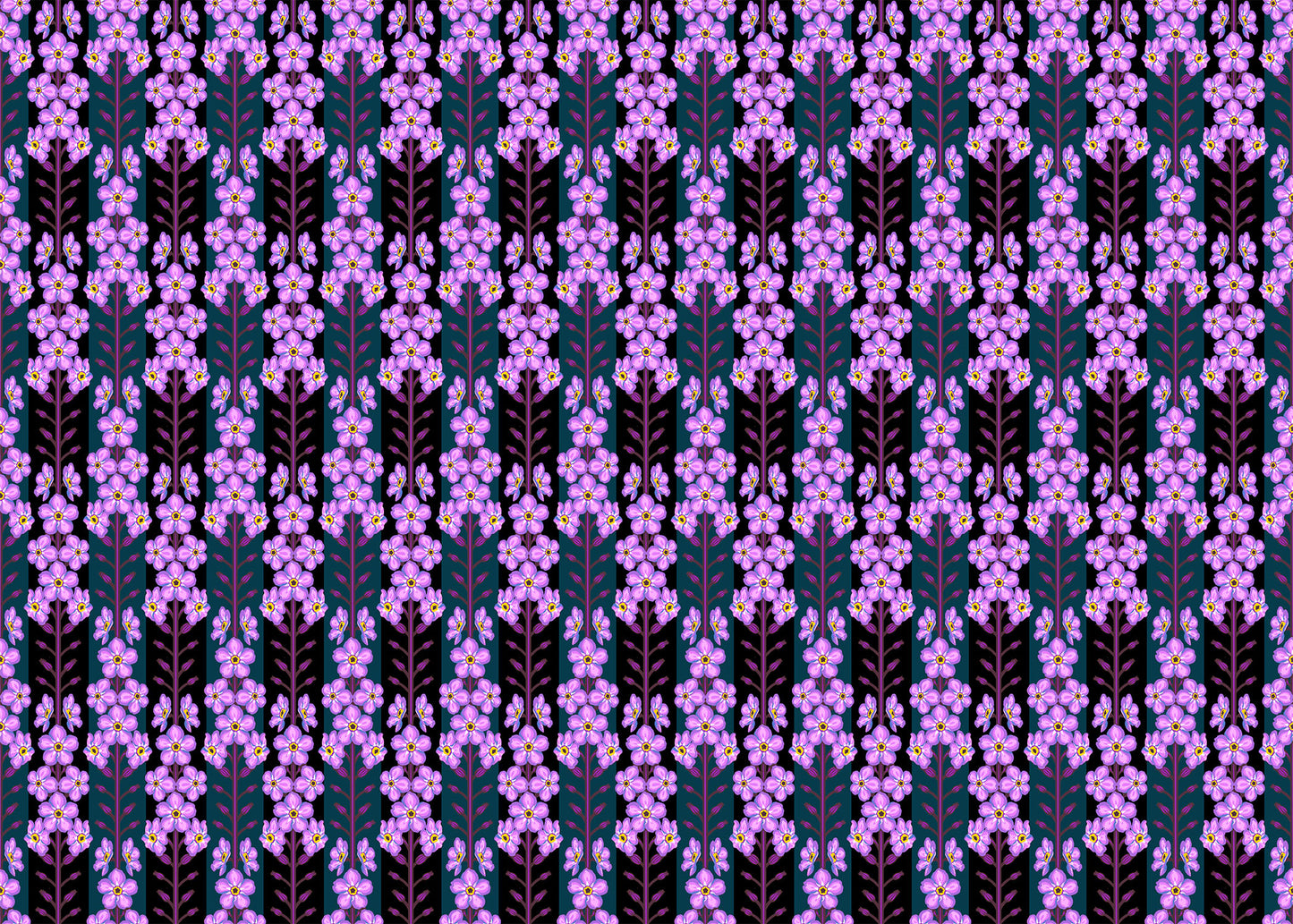 Iconic Fabric - Forgetmenot in Indigo - by Anna Maria Textiles