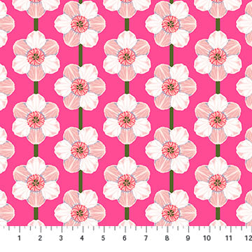 Iconic Fabric - Daffodil in Bubblegum - by Anna Maria Textiles