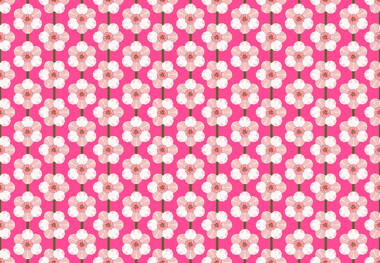 Iconic Fabric - Daffodil in Bubblegum - by Anna Maria Textiles