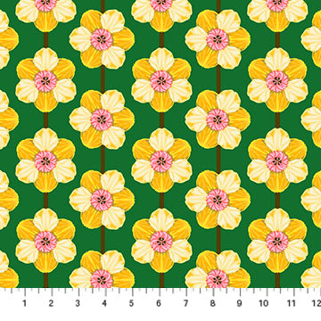 Iconic Fabric - Daffodil in Verdant - by Anna Maria Textiles