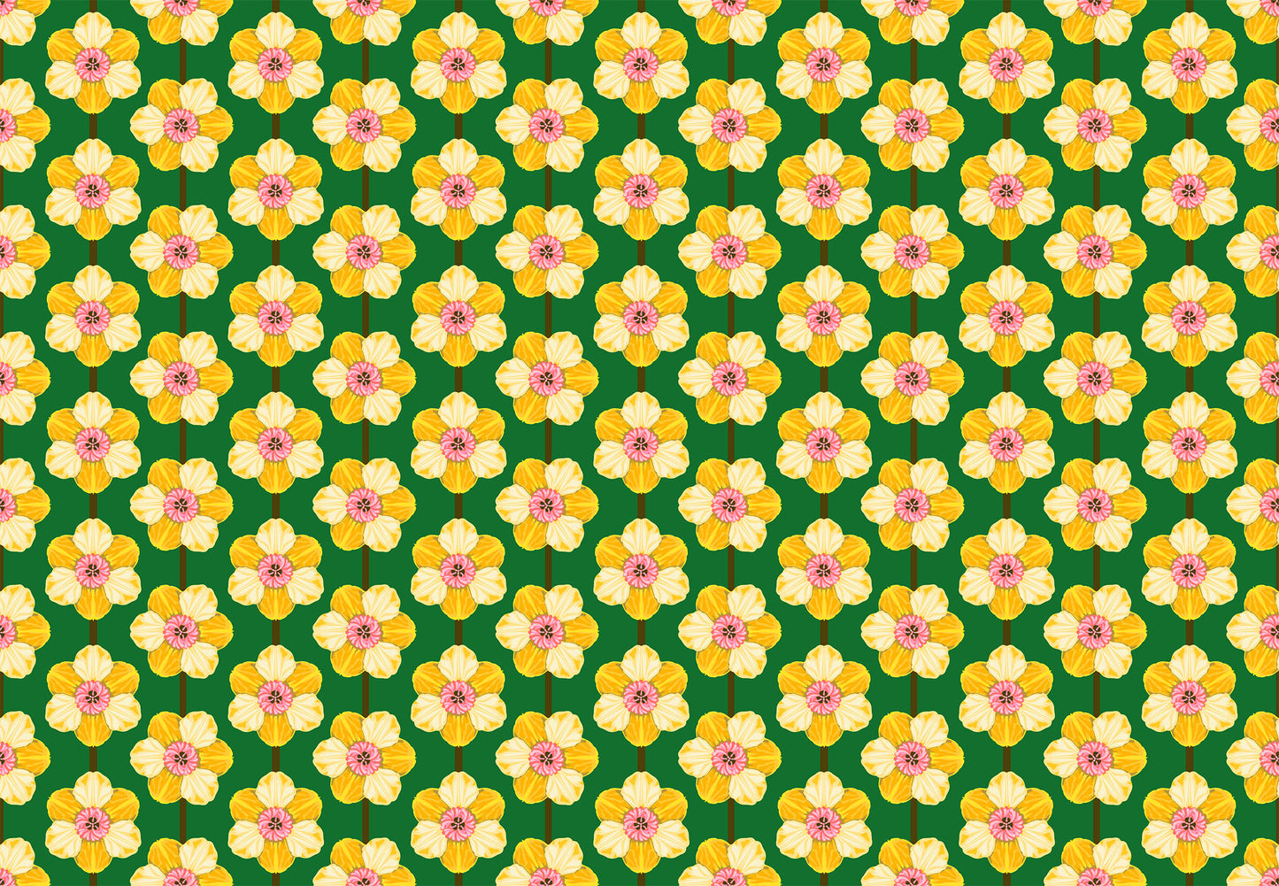 Iconic Fabric - Daffodil in Verdant - by Anna Maria Textiles