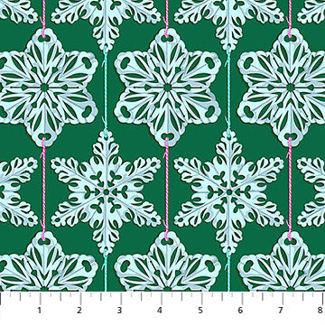 Cozy Christmas - Paperflakes in Mint - by Anna Maria Textiles with Northcott Fabrics