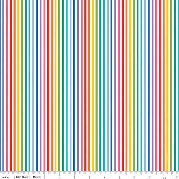 Stripes Fabric - 1/8" Stripe Rainbow by Riley Blake Designs