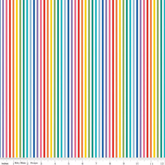 Stripes Fabric - 1/8" Stripe Rainbow - by Riley Blake Designs
