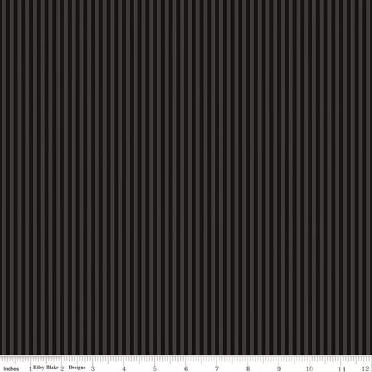 Stripes Fabric - 1/8" Tonal Stripe Black - by Riley Blake Designs