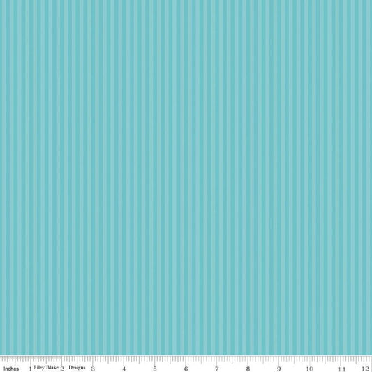 Stripes Fabric - 1/8" Tonal Stripe Peacock - by Riley Blake Designs