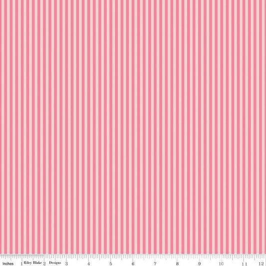 Stripes Fabric - 1/8" Tonal Stripe Sugar Pink - by Riley Blake Designs