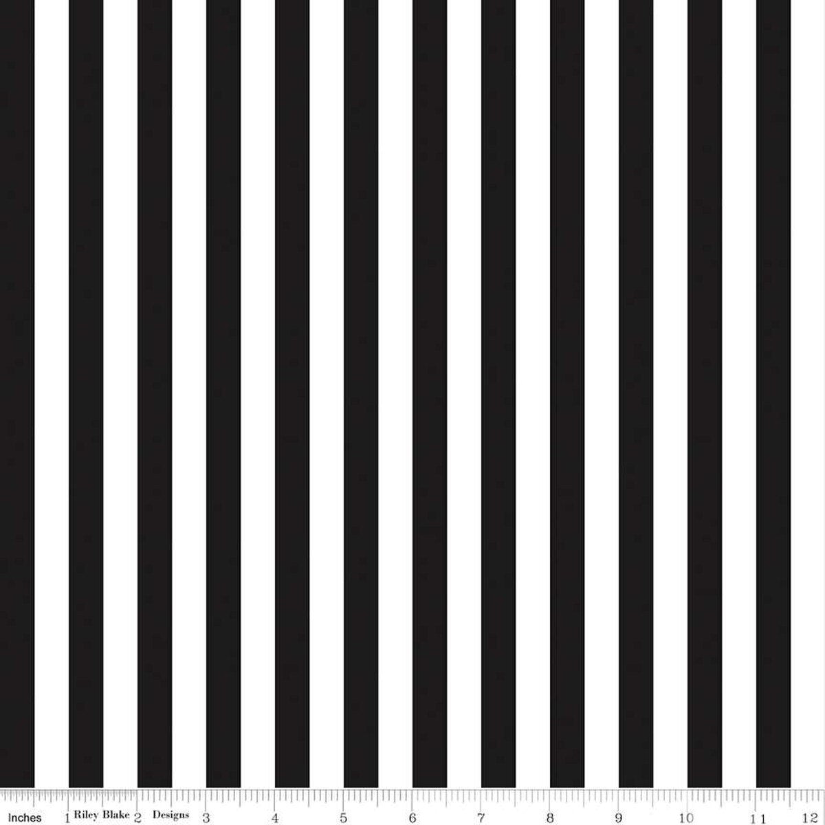 Stripes Fabric - 1/2" Stripe Black by Riley Blake Designs