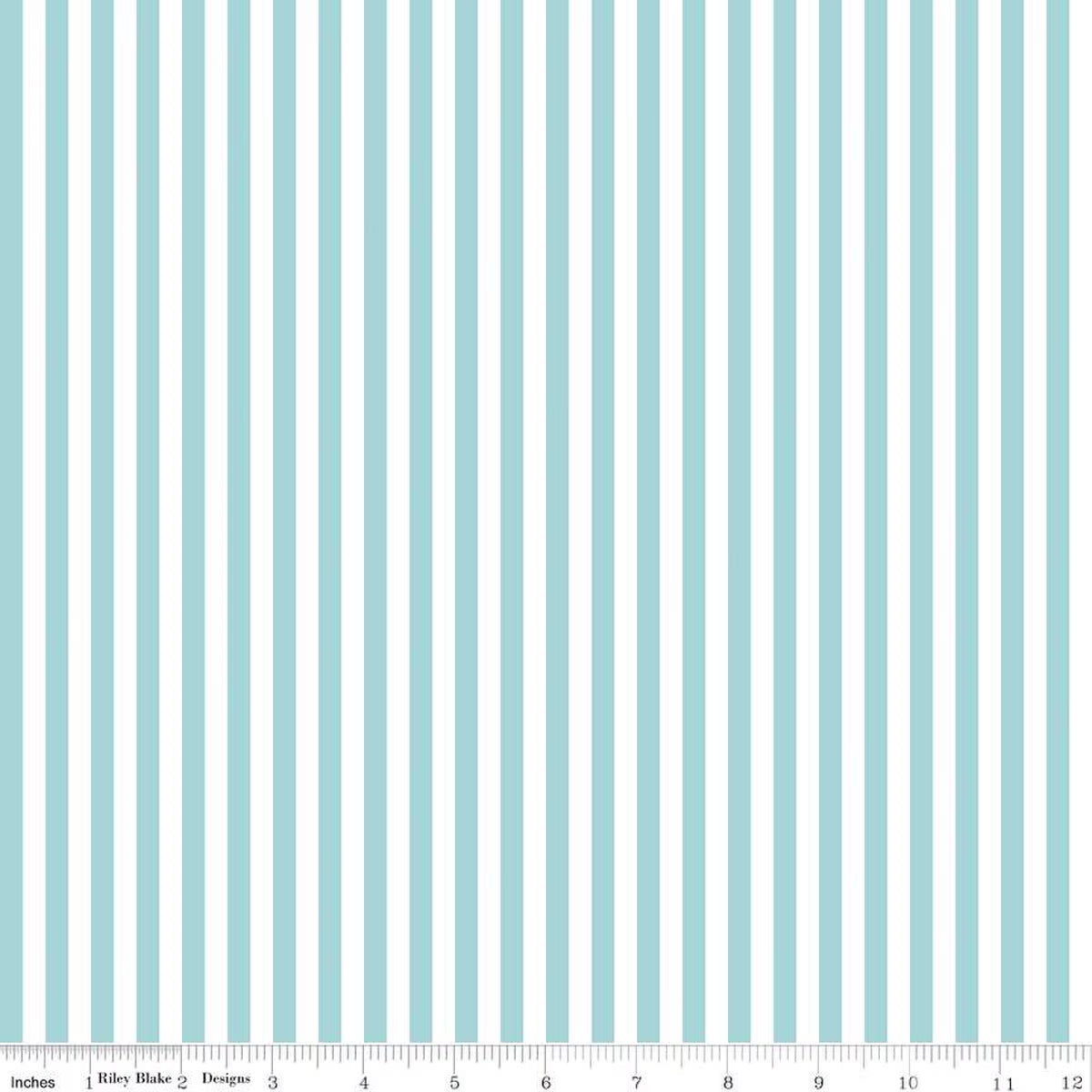 Stripes Fabric - 1/4" Stripe Aqua by Riley Blake Designs
