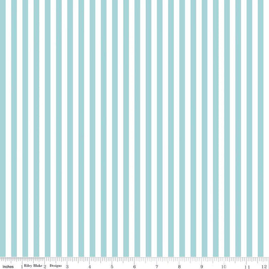 Stripes Fabric - 1/4" Stripe Aqua - by Riley Blake Designs