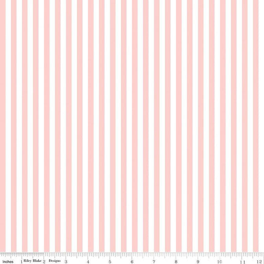 Stripes Fabric - 1/4" Stripe Baby Pink - by Riley Blake Designs
