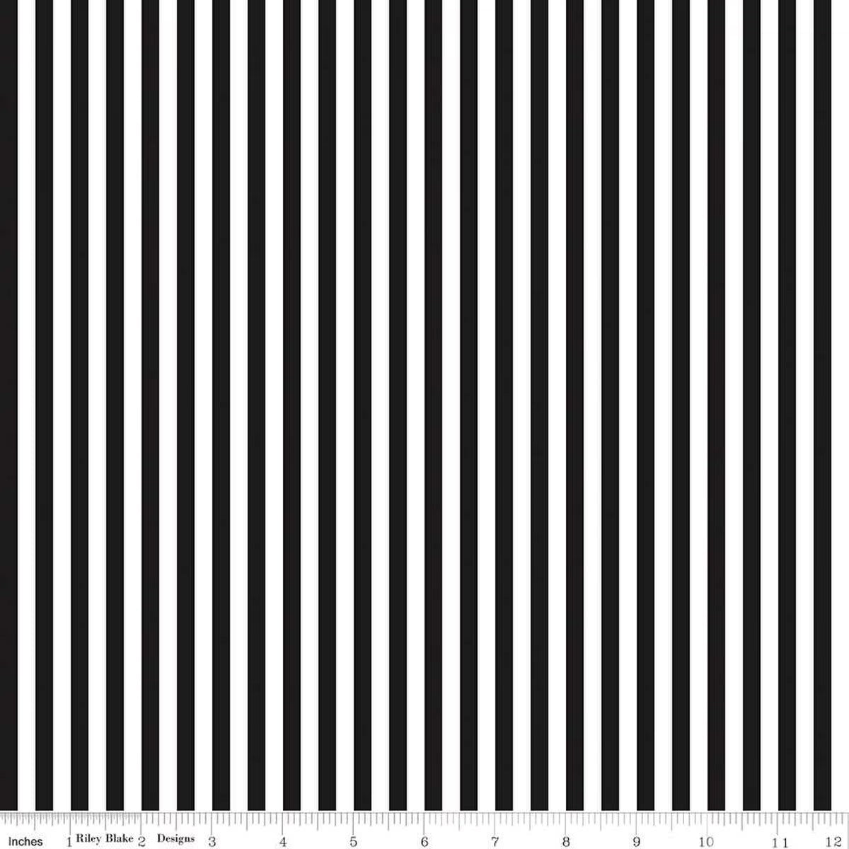 Stripes Fabric - 1/4" Stripe Black by Riley Blake Designs