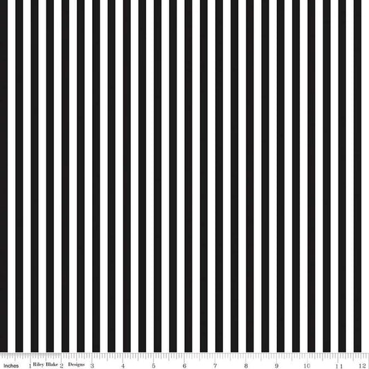 Stripes Fabric - 1/4" Stripe Black - by Riley Blake Designs