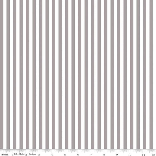 Stripes Fabric - 1/4" Stripe Gray - by Riley Blake Designs