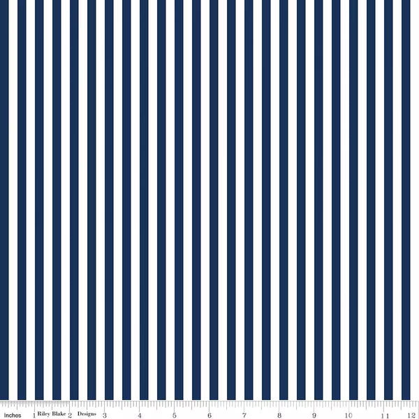 Stripes Fabric - 1/4" Stripe Navy - by Riley Blake Designs