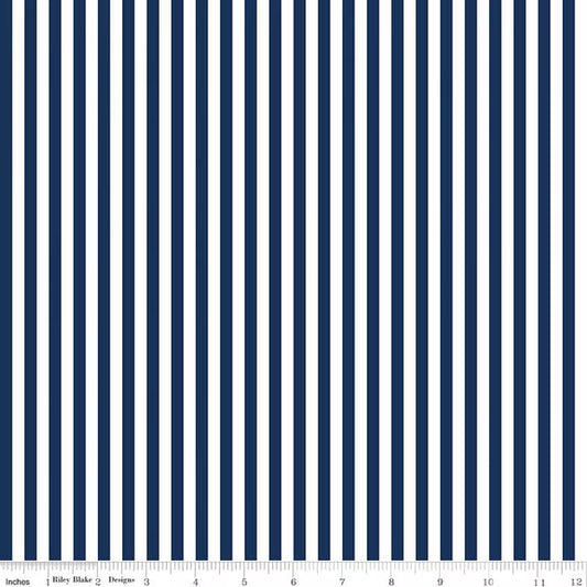 Stripes Fabric - 1/4" Stripe Navy - by Riley Blake Designs