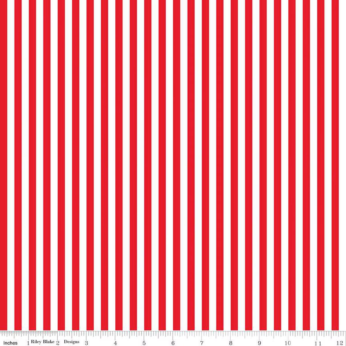 Stripes Fabric - 1/4" Stripe Red by Riley Blake Designs