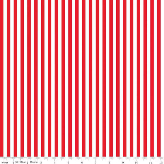 Stripes Fabric - 1/4" Stripe Red - by Riley Blake Designs