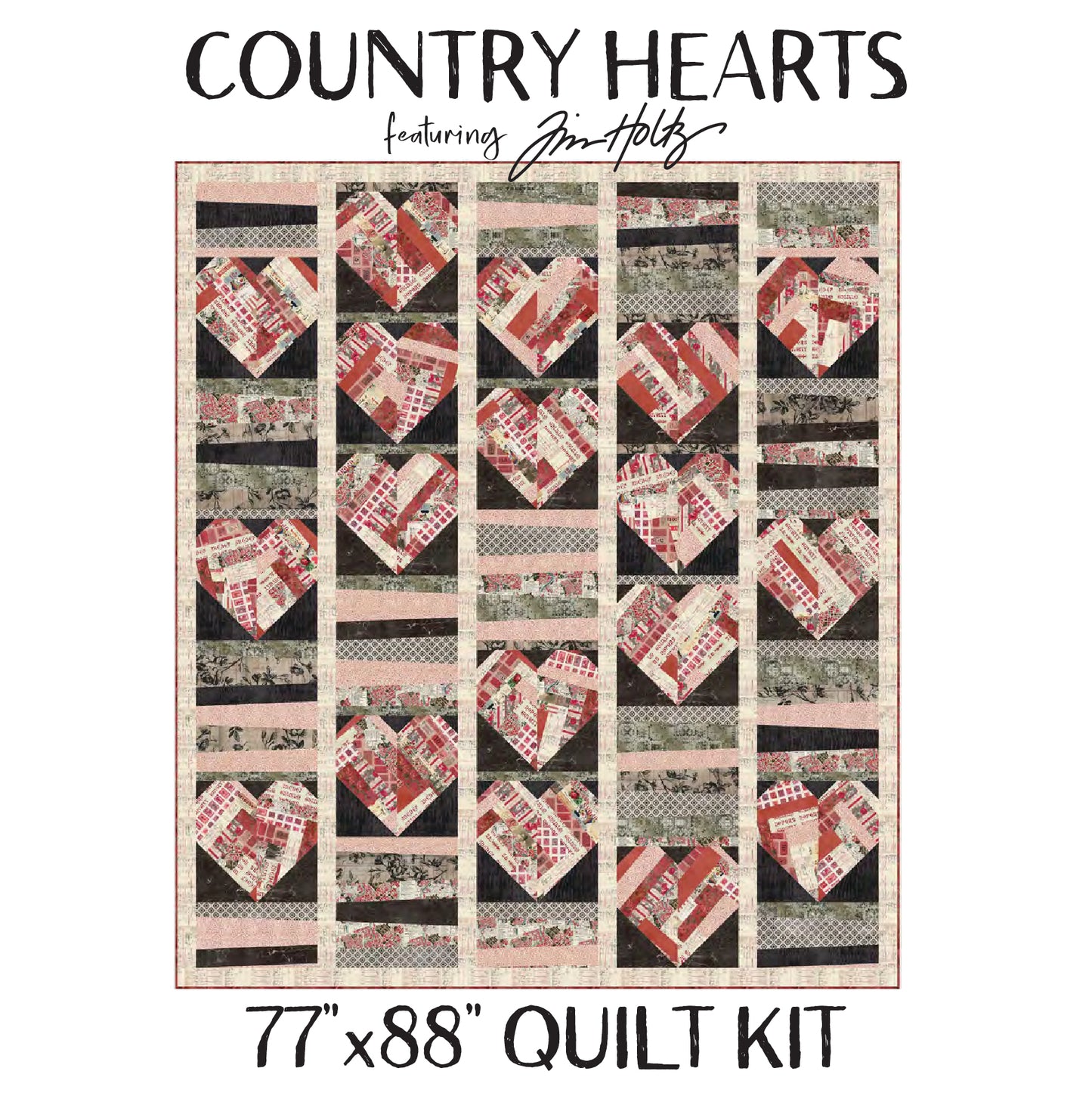 Country Hearts Quilt Kit – Featuring the Red Palette by Tim Holtz