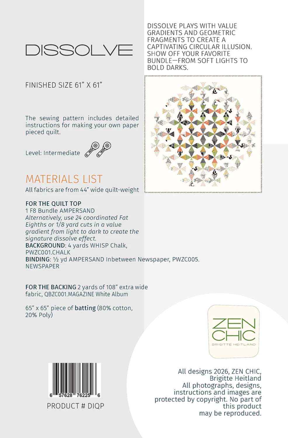 Dissolve Quilt Pattern by Zen Chic