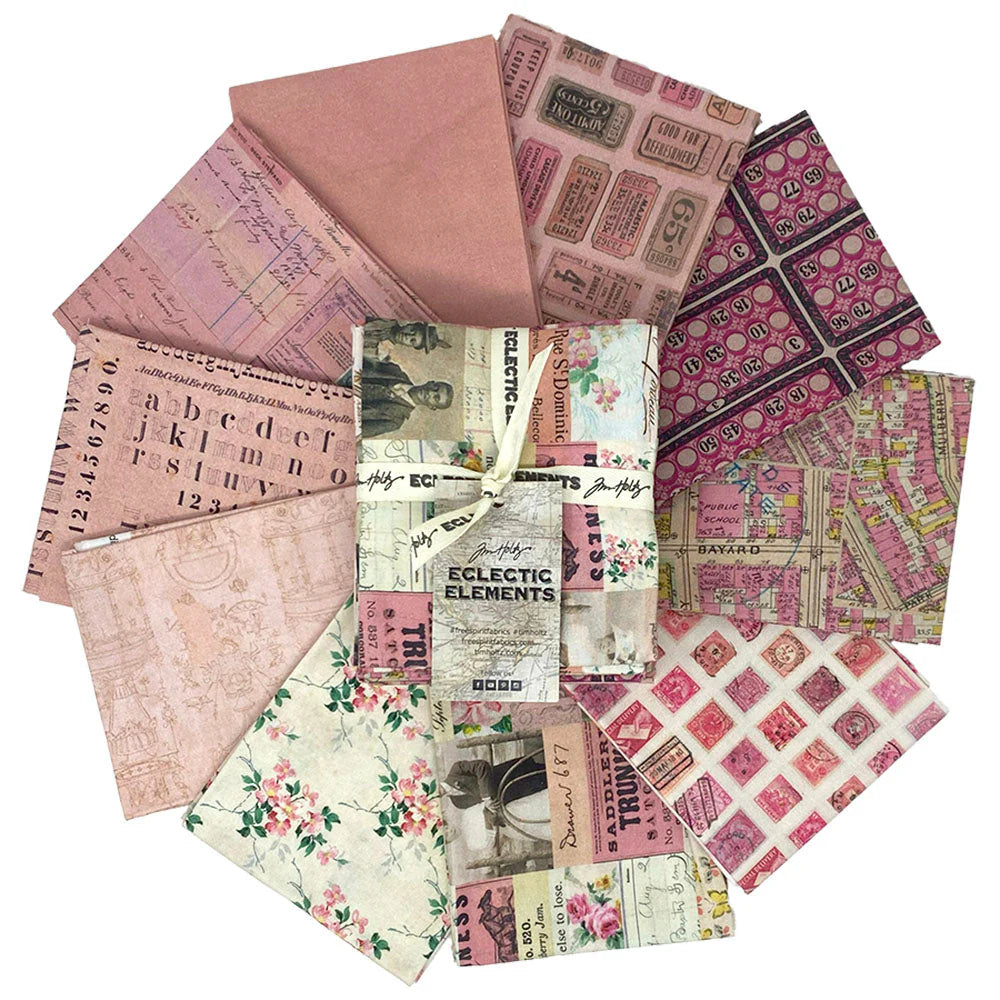 Eclectic Elements Palette Pink Bundles by Tim Holtz with Free Spirit Fabrics