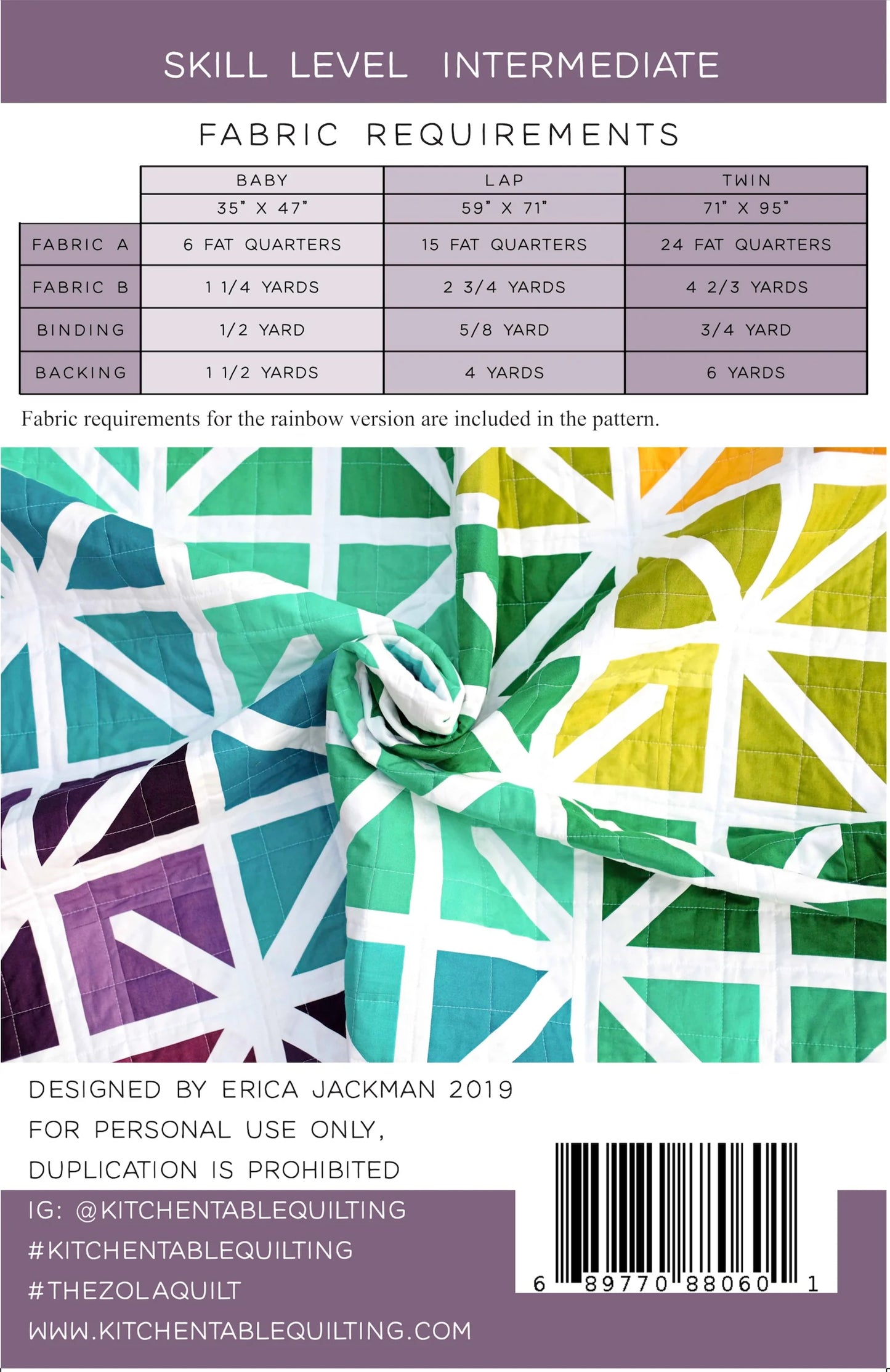 Zola Quilt Pattern by Kitchen Table Quilting