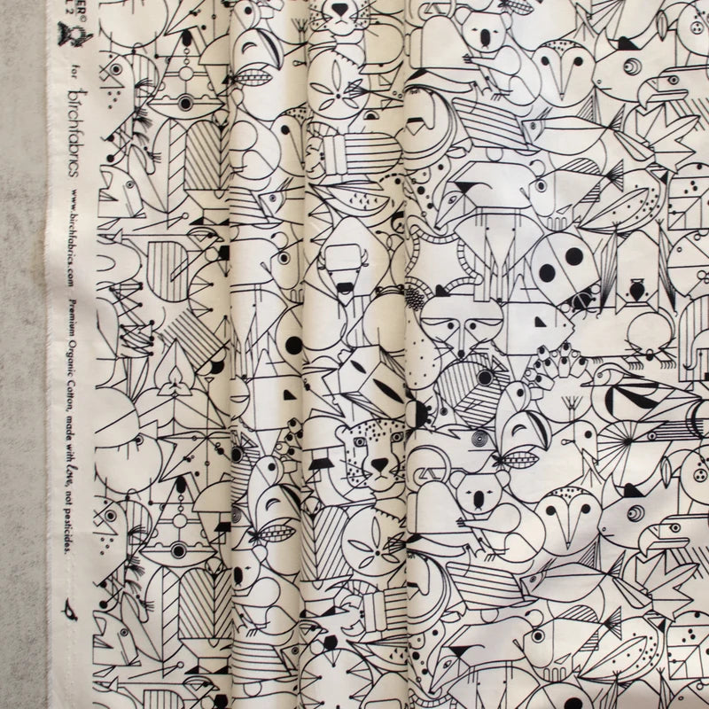 End Papers Vol.2 Poplin - End Papers in Natural - by Charley Harper for Birch Fabrics