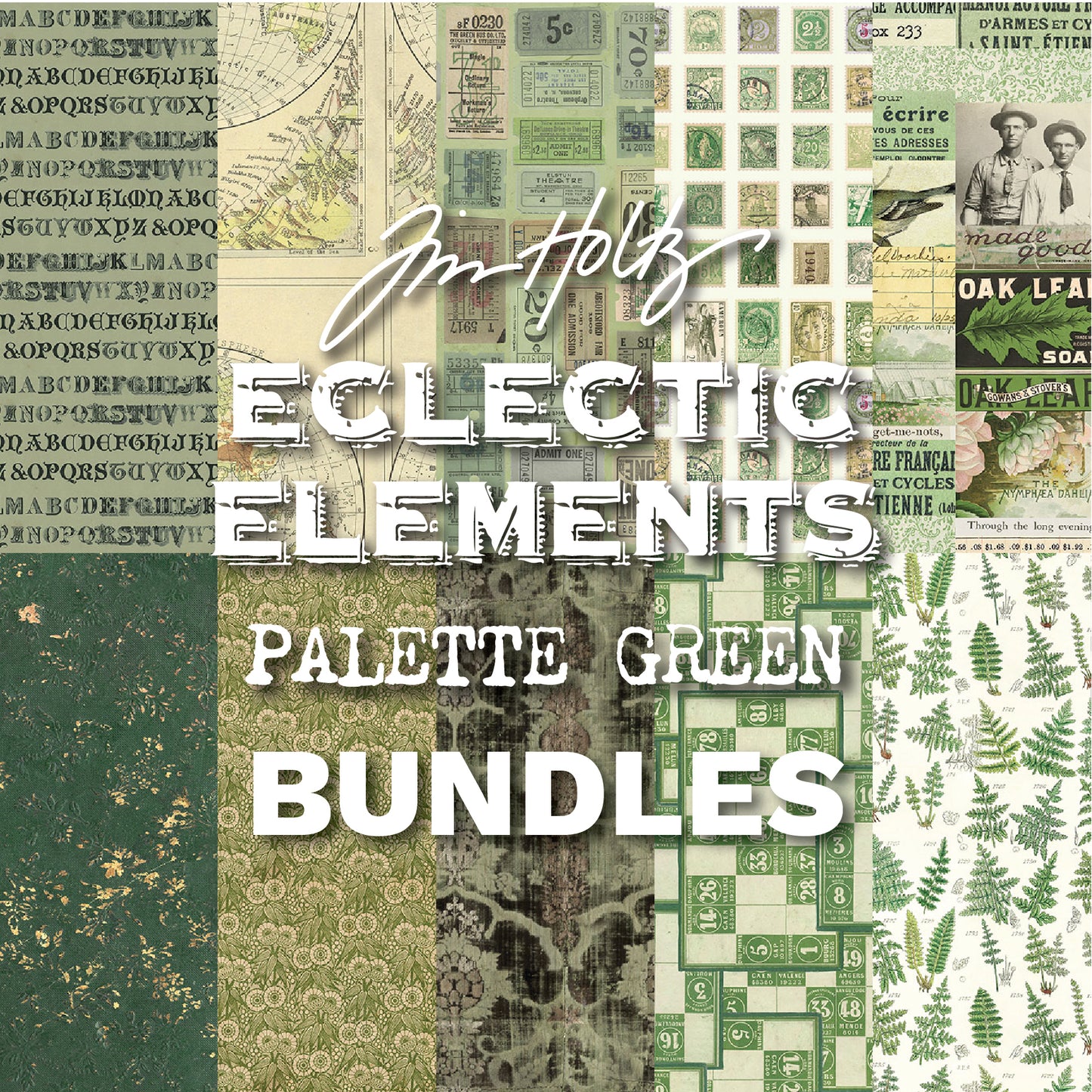 Eclectic Elements Palette Green Bundles by Tim Holtz with Free Spirit Fabrics
