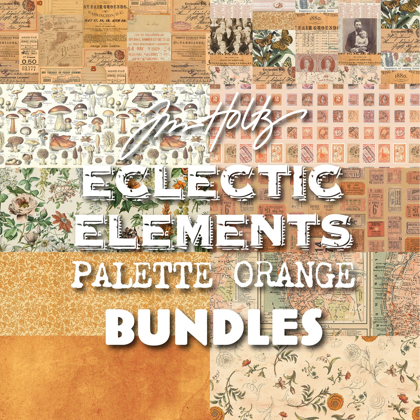 Eclectic Elements Palette Orange Bundles by Tim Holtz with Free Spirit Fabrics