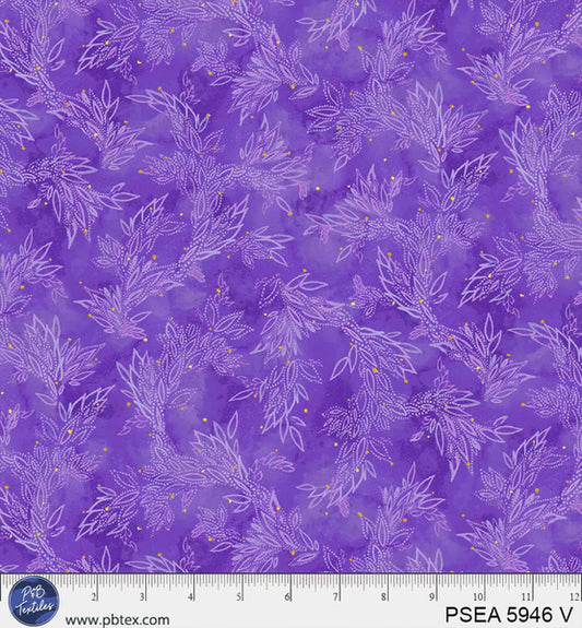 Painted Sea - Leafy Sea Trails - Violet - by Amy Tieman with P&B Textiles