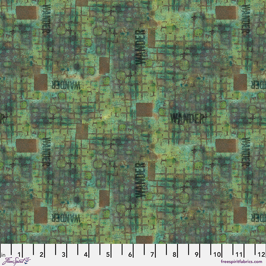 On Your Mark – Wander - Jade (Half Yard Cut) – by Seth Apter with FreeSpirit Fabrics
