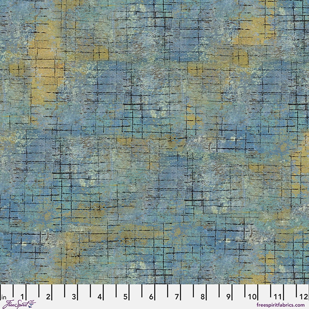 Grid Graph in Ocean, One Layer Away by Seth Apter for FreeSpirit Fabrics quilting cotton