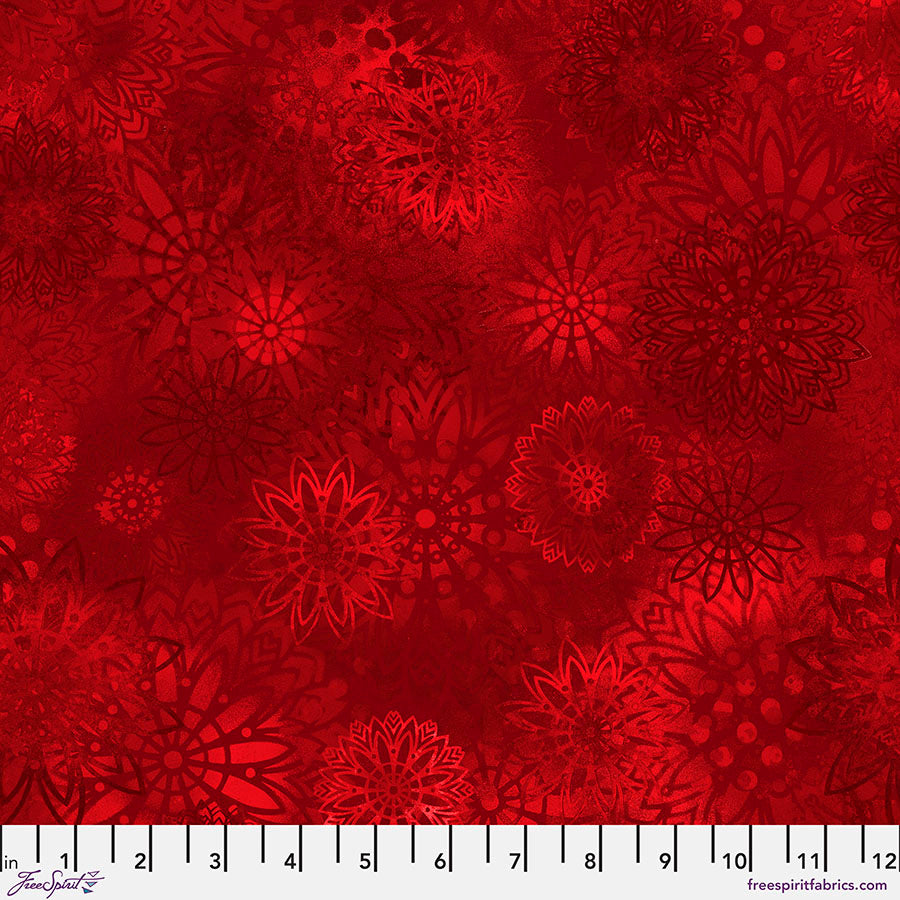 Textures - Medallions in Red - by Sue Penn with Free Spirit Fabrics