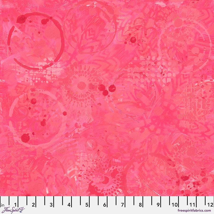 Textures - Tonal Graffiti in Raspberry - by Sue Penn with Free Spirit Fabrics