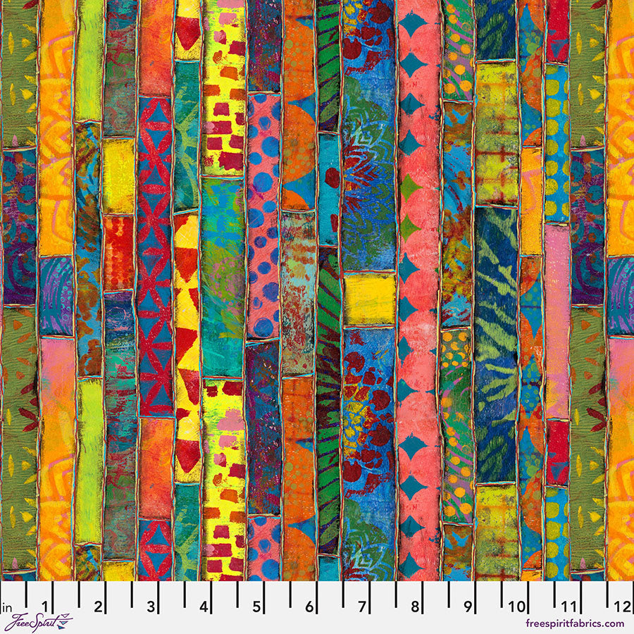 Dragonfly Dance - Paper Stripe - Multi – by Sue Penn Designs with FreeSpirit Fabrics