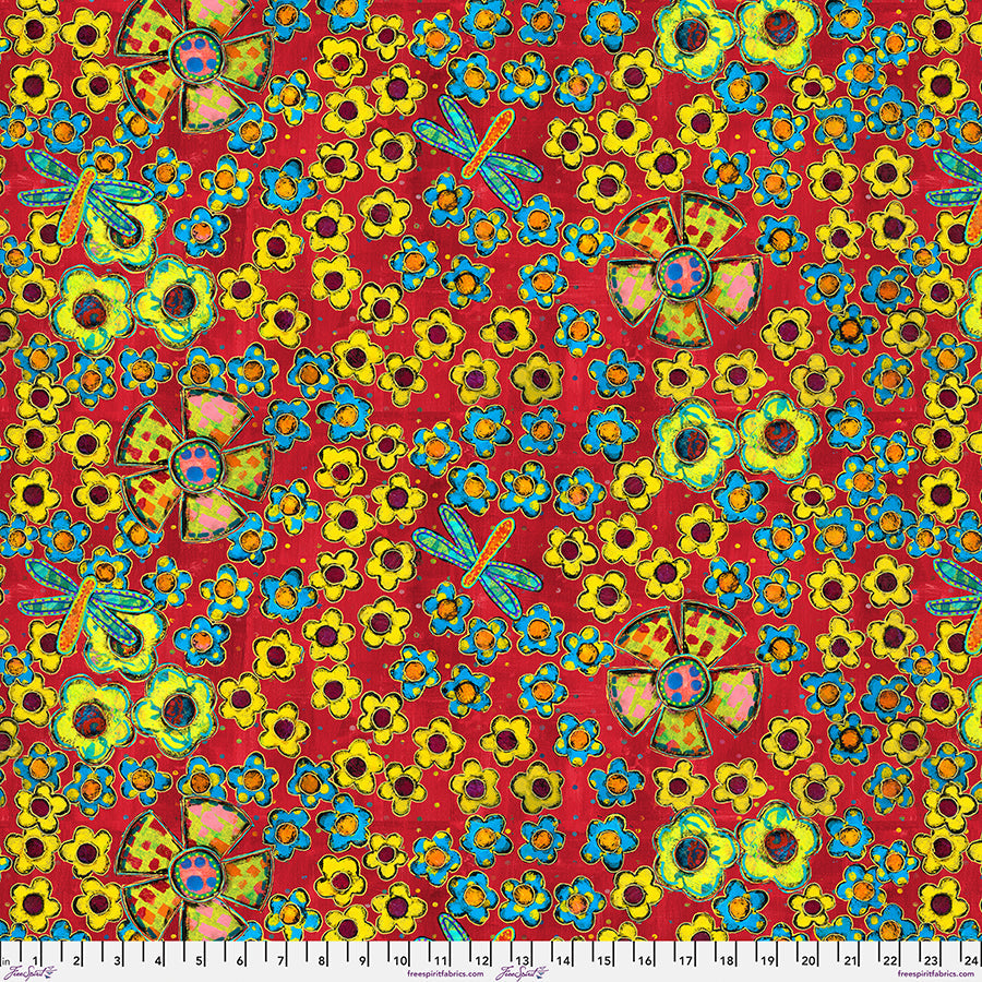 Dragonfly Dance - Flower Field - Multi – by Sue Penn Designs with FreeSpirit Fabrics