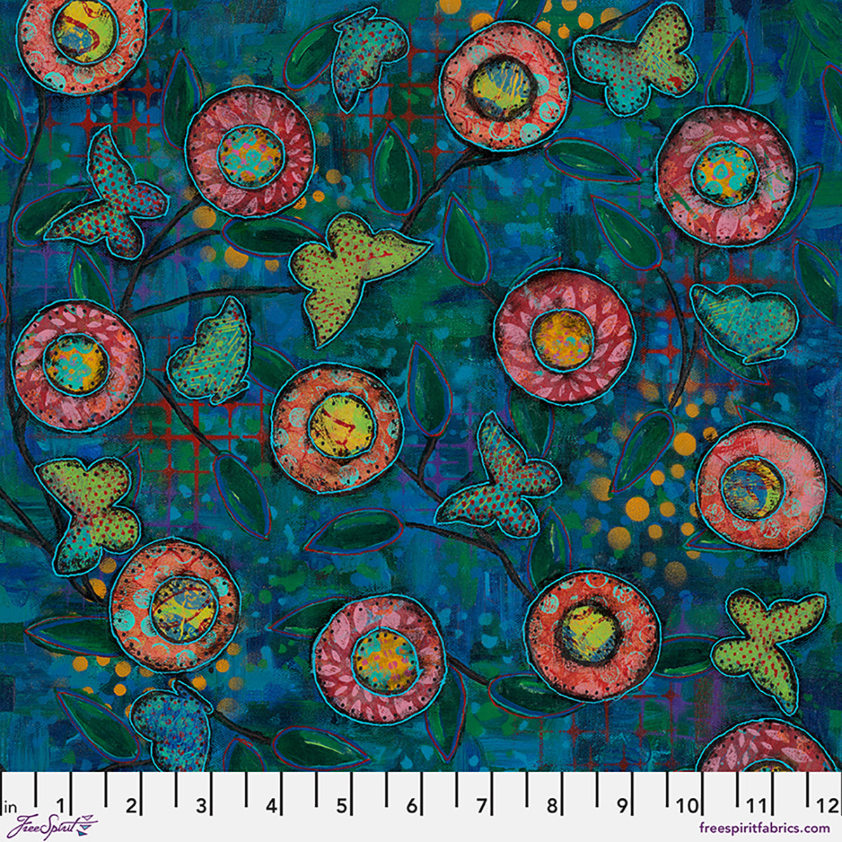 Tapestry print from Wings of Wonder quilting cotton fabric by Sue Penn for FreeSpirit Fabrics