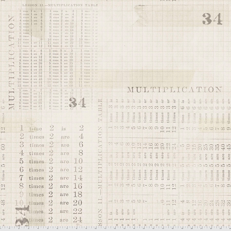 Monochrome - Multiplication Table - Parchment - from Tim Holtz with Free Spirit Fabrics