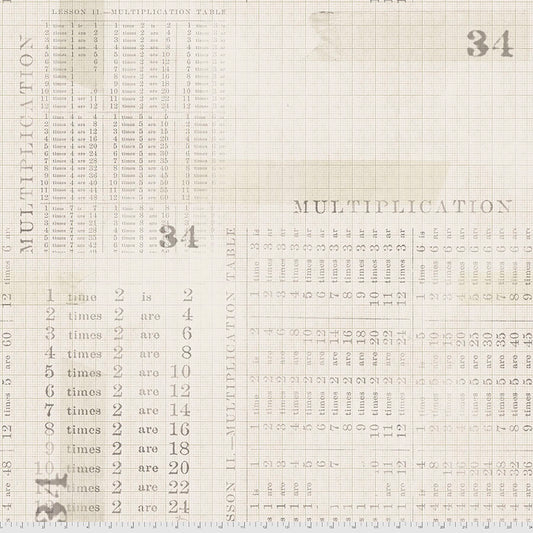 Monochrome - Multiplication Table - Parchment - from Tim Holtz with Free Spirit Fabrics