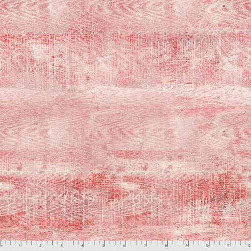 Large horizontal woodgrain print in a faded red ink