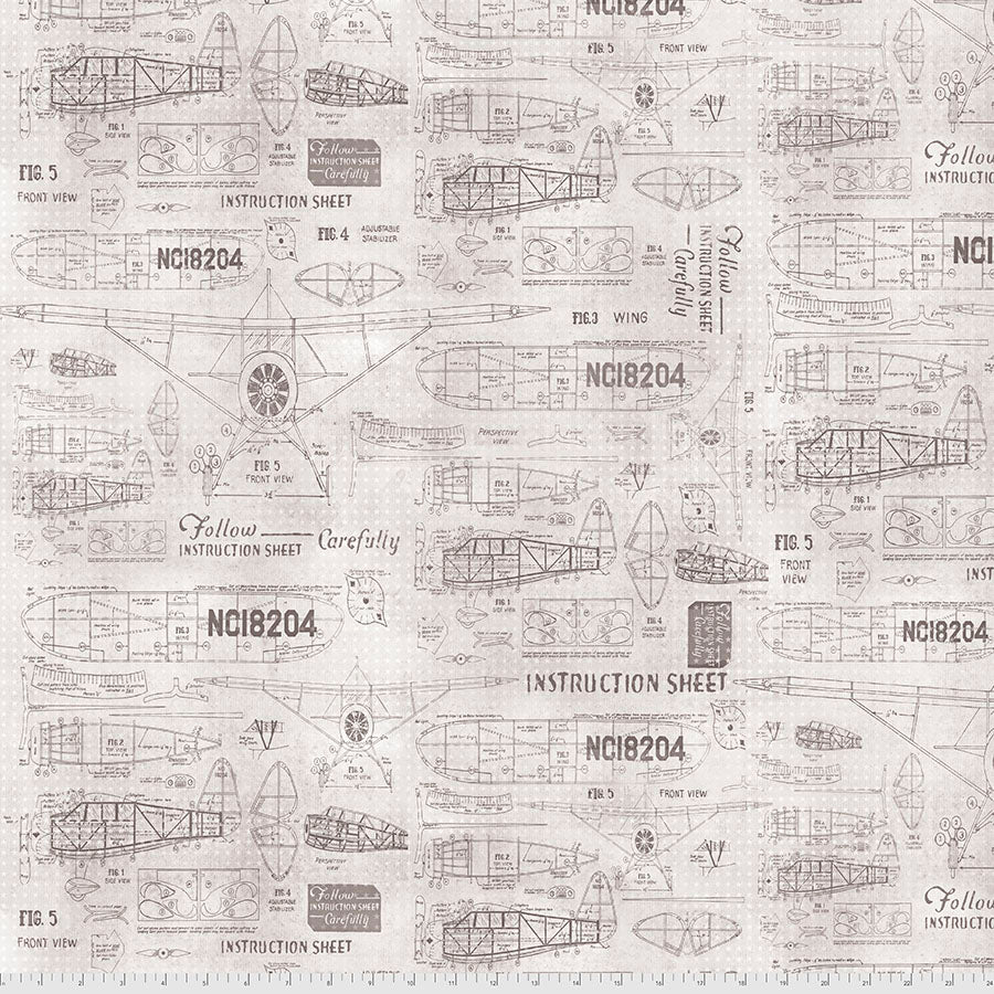 Monochrome - Model Airplanes - Parchment from Tim Holtz with Free Spirit Fabrics