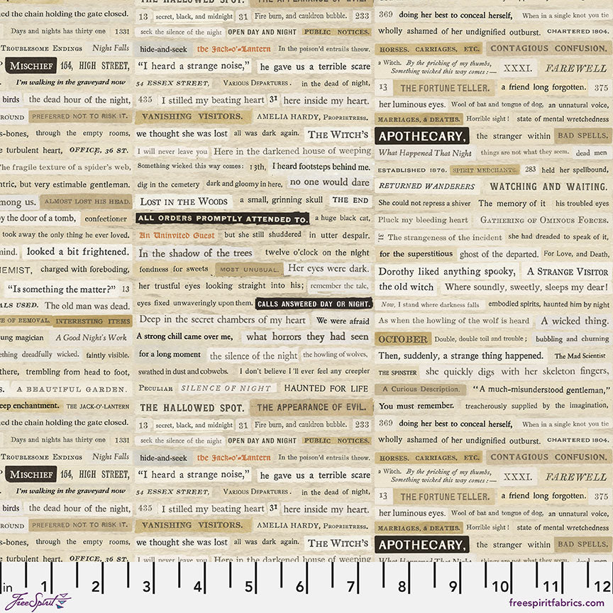 Laboratory - Creepy Clippings - Neutral from Tim Holtz with Free Spirit Fabrics
