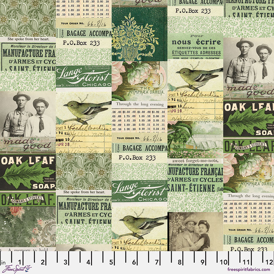 Eclectic Elements Palette Green - Collage by Tim Holtz with Free Spirit Fabrics