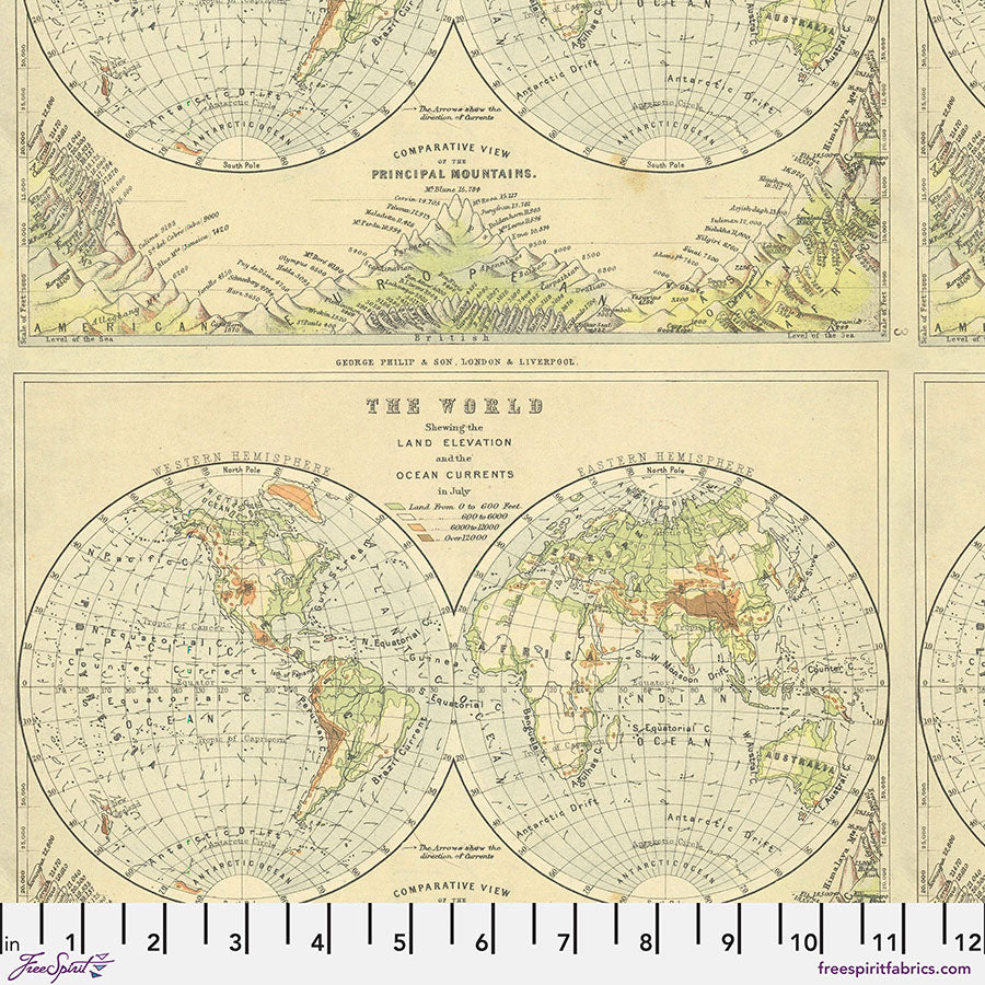 Eclectic Elements Palette Green - Map by Tim Holtz with Free Spirit Fabrics