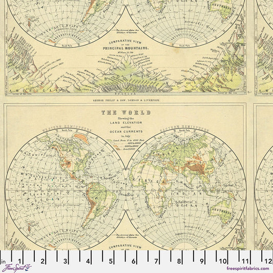 Eclectic Elements Palette Green - Map by Tim Holtz with Free Spirit Fabrics