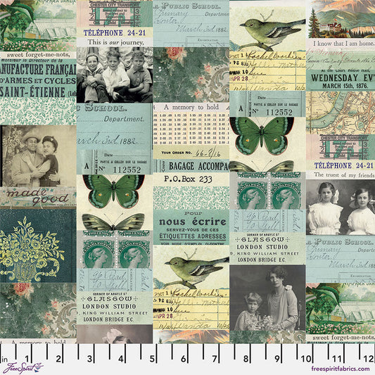 Eclectic Elements Palette Teal - Collage - by Tim Holtz with FreeSpirit Fabrics