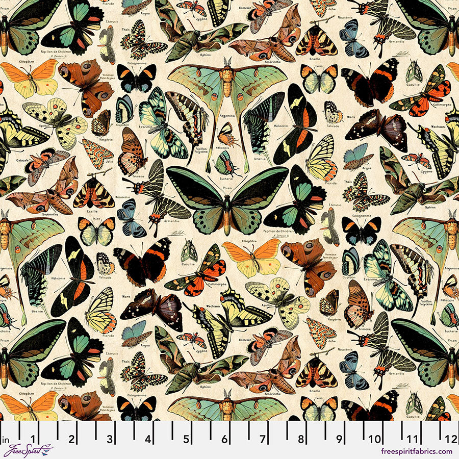 Eclectic Elements Palette Teal - Butterflies (Half Yard Cut) - by Tim Holtz with FreeSpirit Fabrics