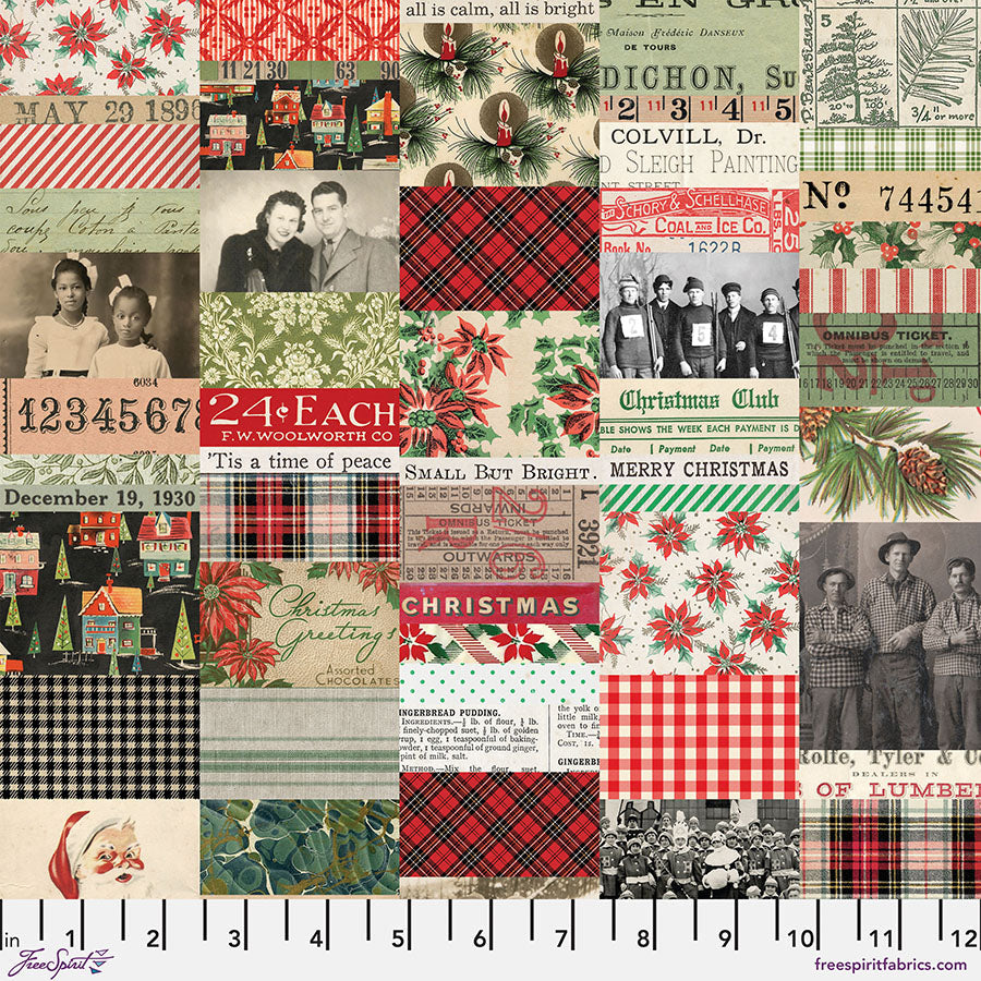 Eclectic Elements Palette Seasonal - Christmas Collage (Half Yard Cut) - by Tim Holtz with FreeSpirit Fabrics