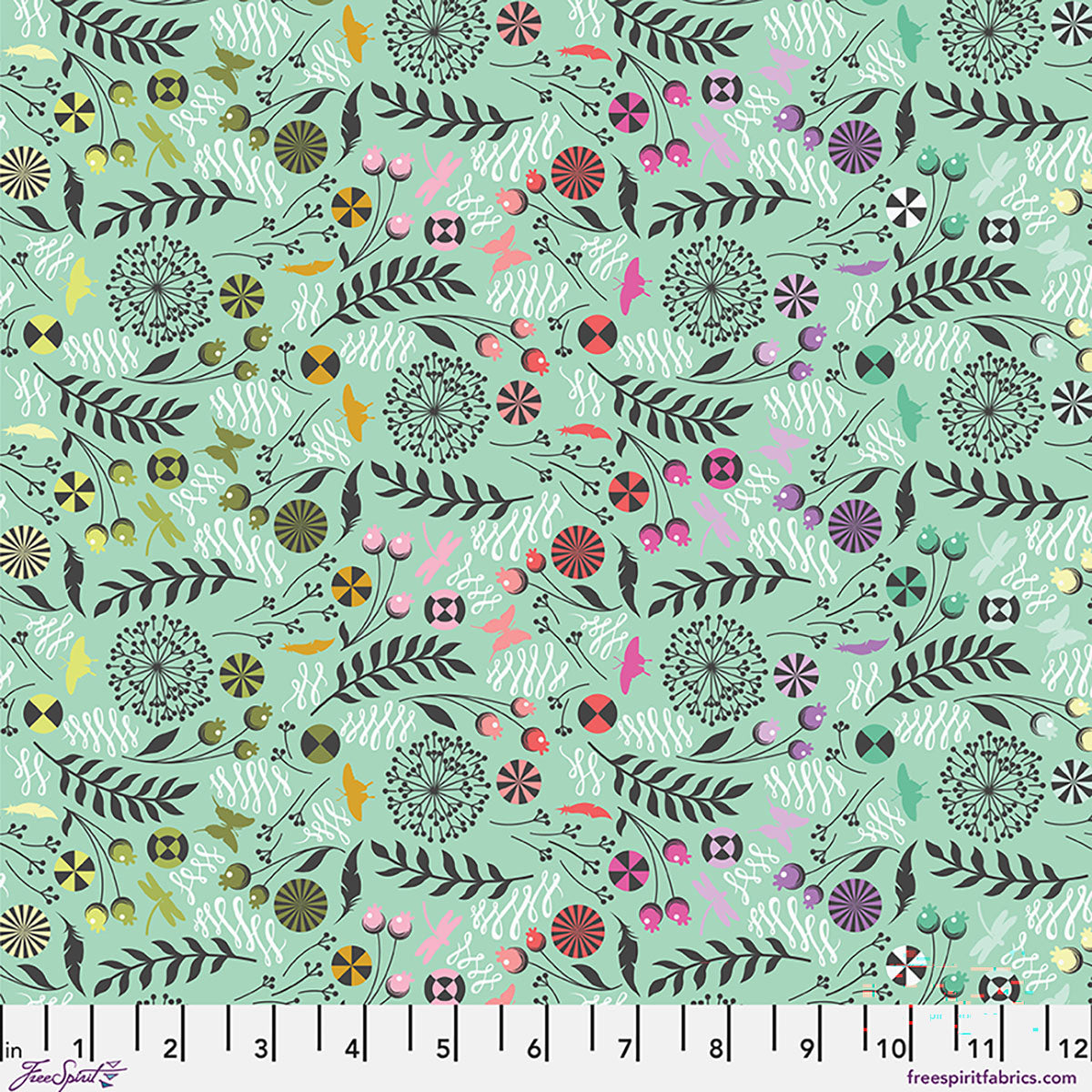 Prince Charming Déjà Vu - Dandelion in Sweetmint - by Tula Pink with Free Spirit Fabrics