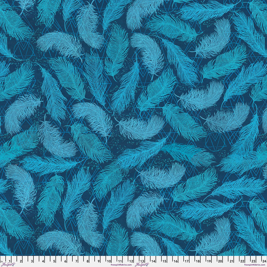 Findings - Feathers - Indigo by Valori Wells with FreeSpirit Fabrics